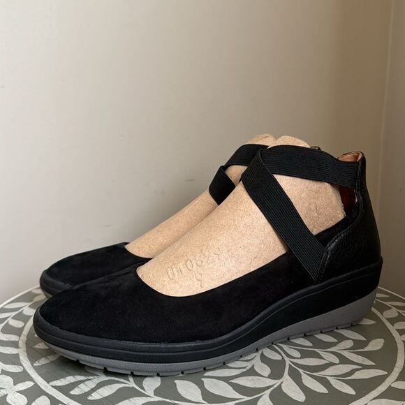 Vionic Shoes Ellery Black Ballerina Ankle Strap Wedge Size 6.5 - Picture 3 of 8